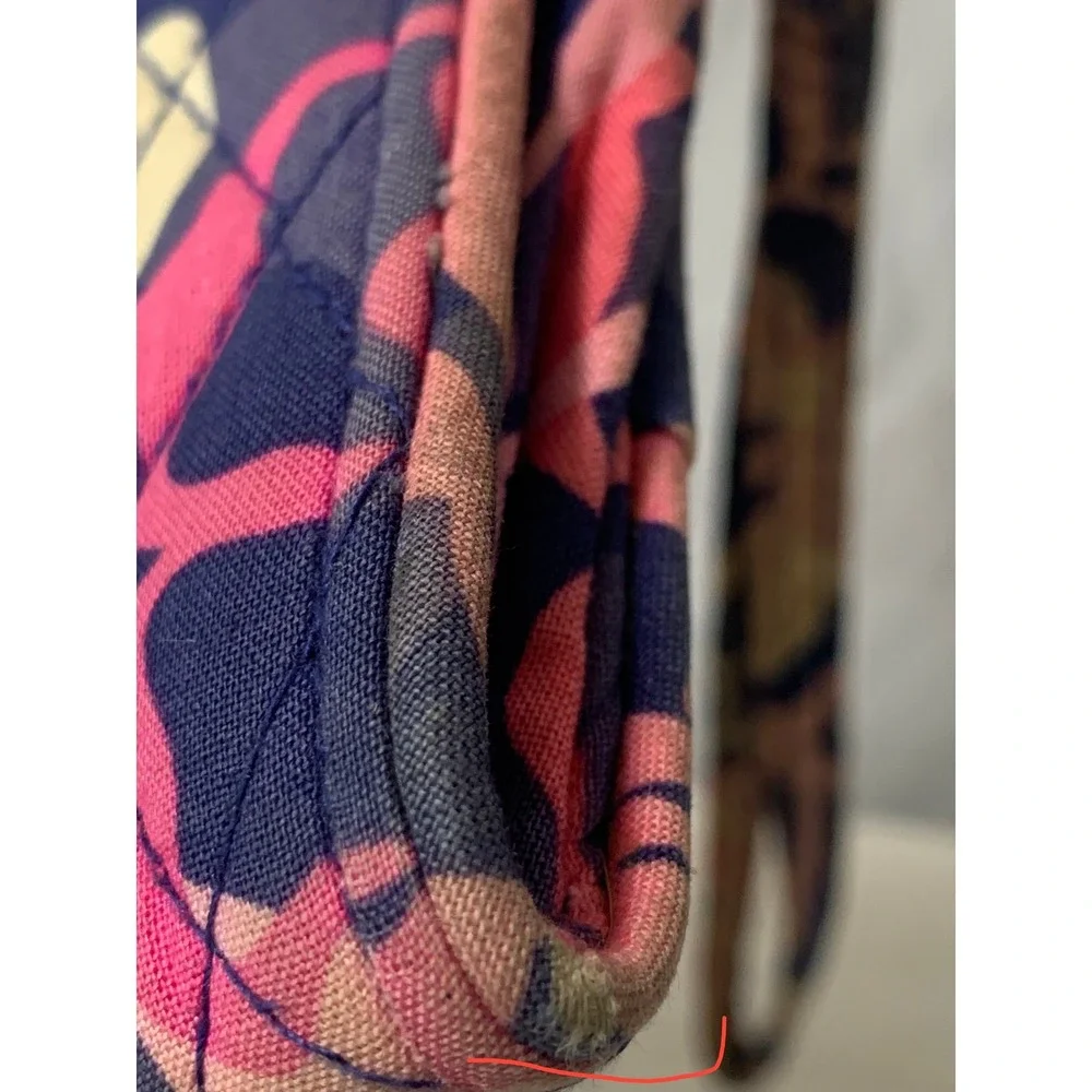 Vera Bradley Quilted Cotton Crossbody Bag Navy Pink Floral Geometric Print#899
